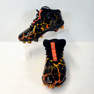 Under Armour Fire Lava Football Cleats Youth 3Y Boys Black Orange Molded Shoes